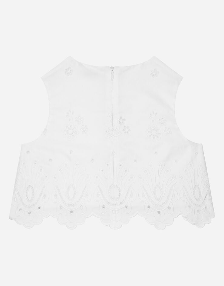 Dolce & Gabbana Poplin and broderie anglaise top White L51N69FG5BL
