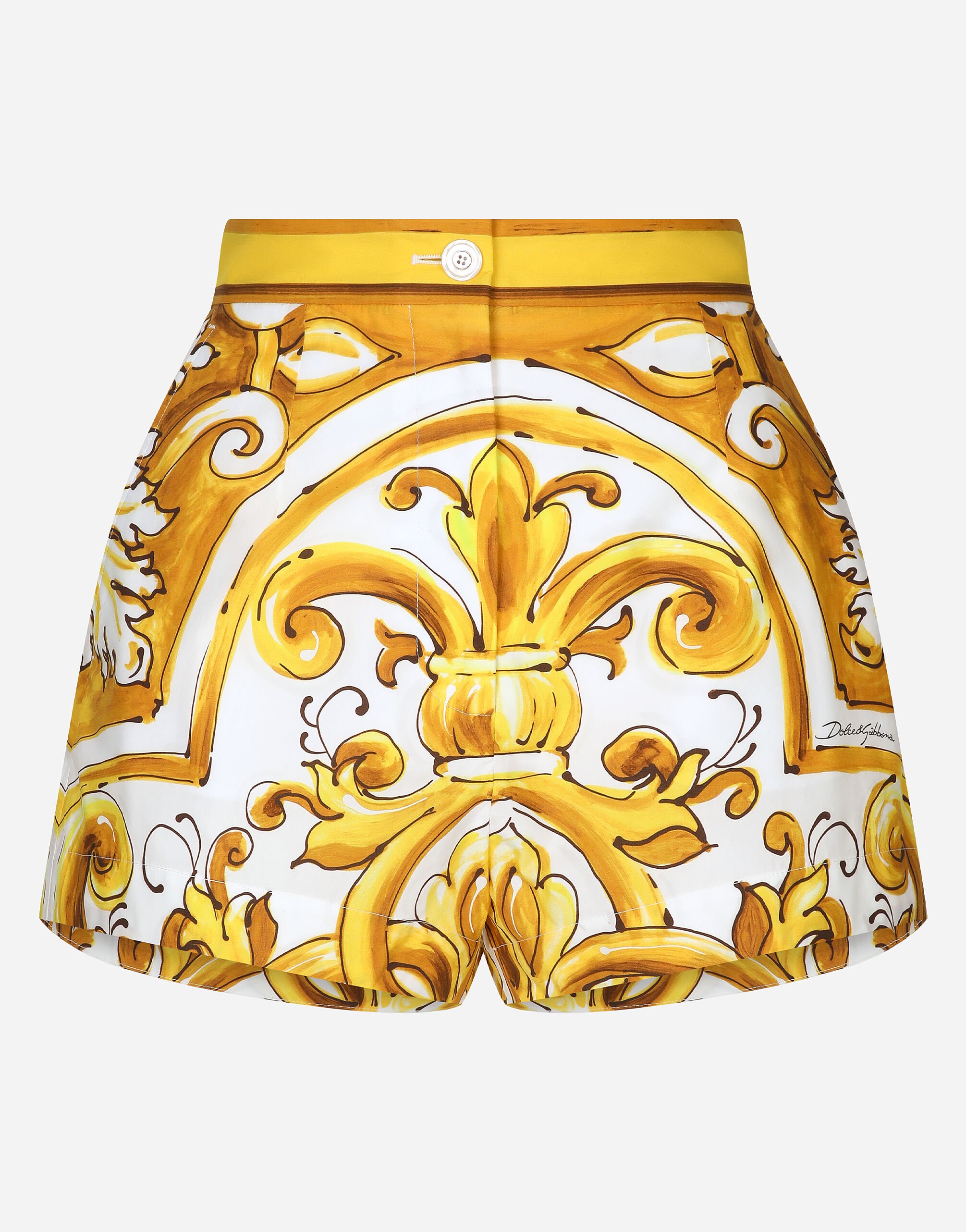 Dolce & Gabbana Cotton poplin shorts with majolica print Print F6AEITHH5A1