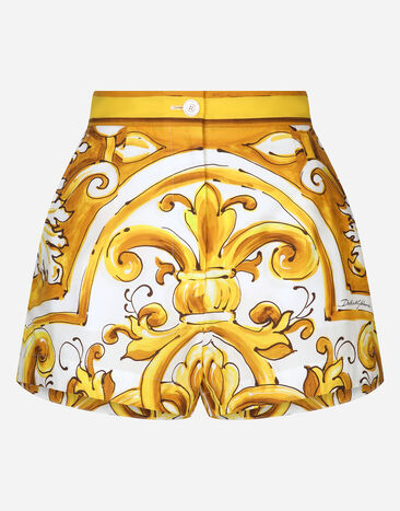 Dolce & Gabbana Shorts in popeline di cotone stampa Maiolica Stampa FTBVITFI5JV