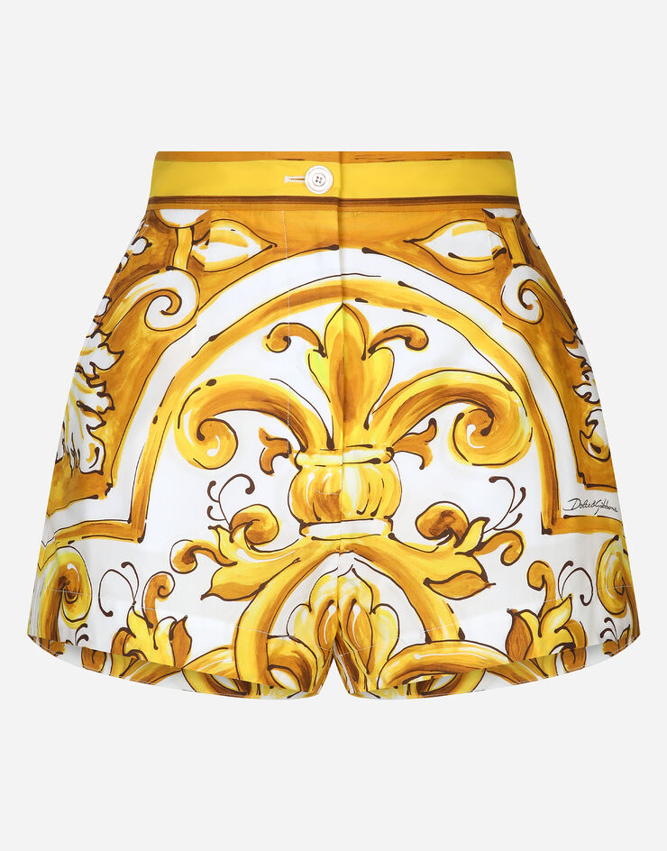 Dolce & Gabbana Shorts aus Baumwollpopeline mit Majolika-Print Drucken FTBVITFI5JV