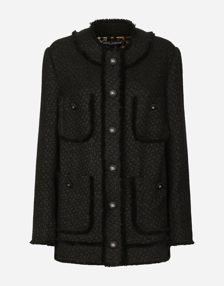 Dolce & Gabbana Chaqueta de botonadura sencilla de tweed raschel Negro F29YCTGDCLW