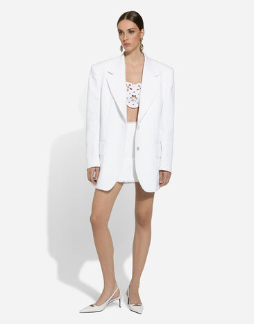Dolce & Gabbana Cotton raschel tweed miniskirt White F4CWITHUMT9