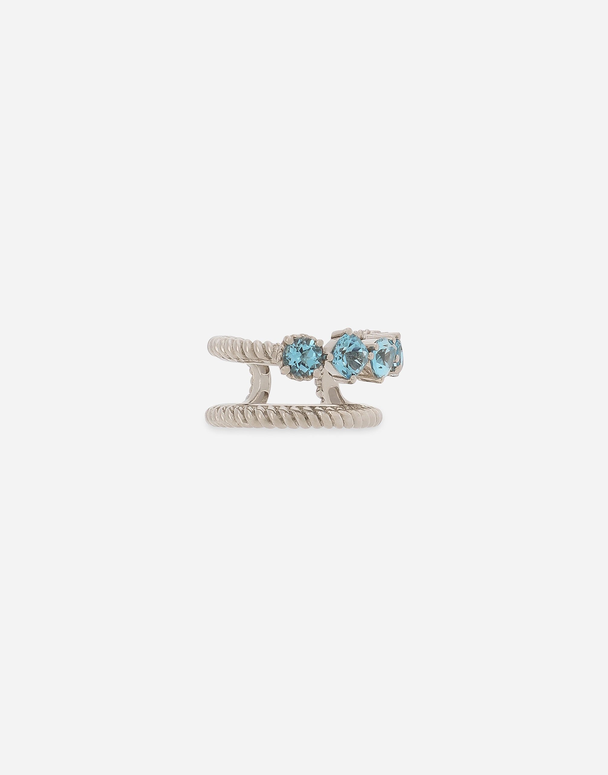 ${brand} Single earring double earcuff in white gold 18k with Swiss topazes ${colorDescription} ${masterID}