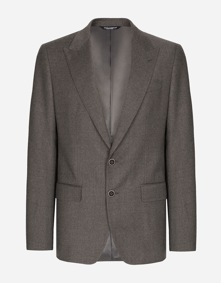 Dolce & Gabbana Chaqueta Sicilia de botonadura sencilla en franela elástica Gris G2QU6ZFUBF4