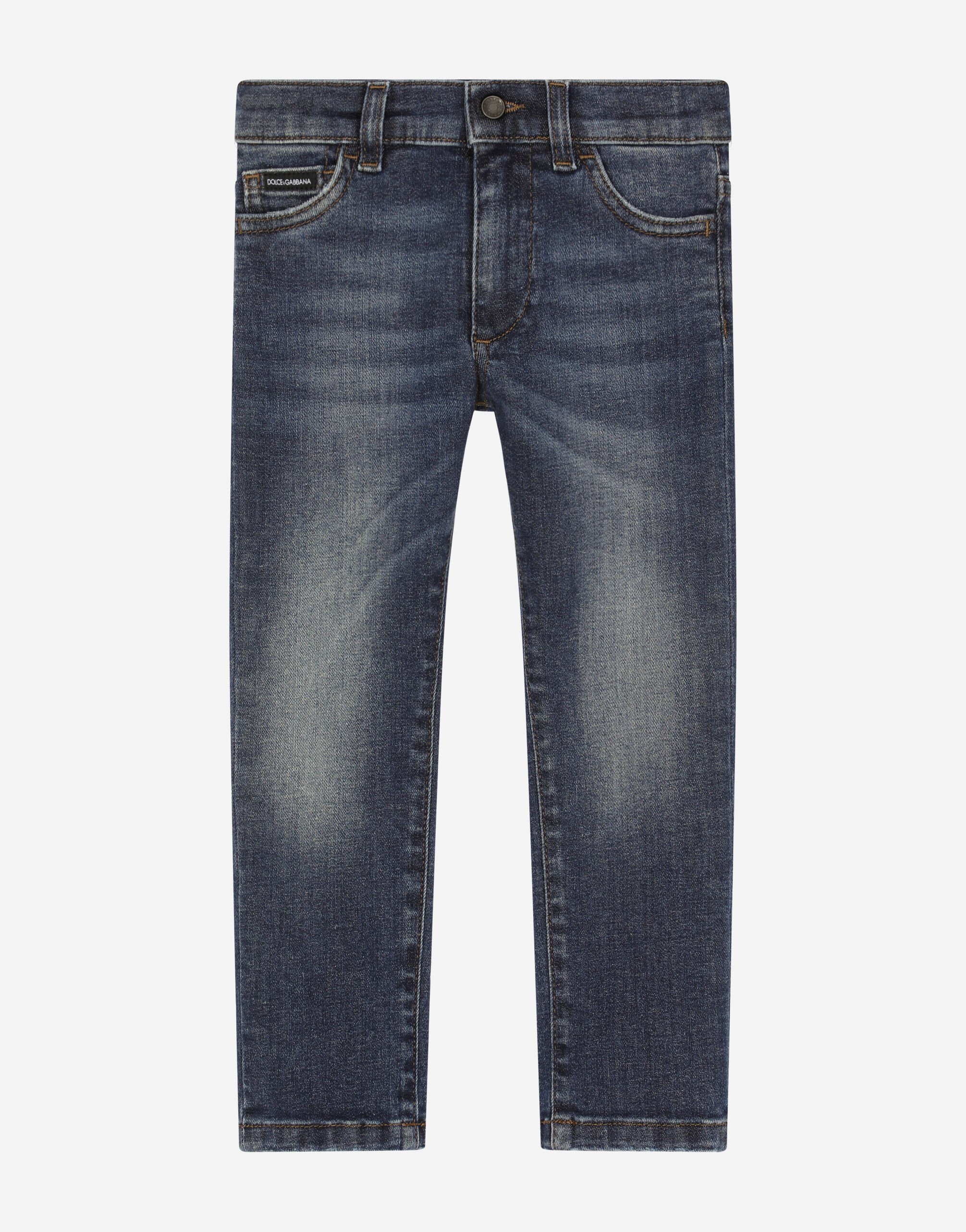 ${brand} Blue wash slim-fit stretch denim jeans ${colorDescription} ${masterID}