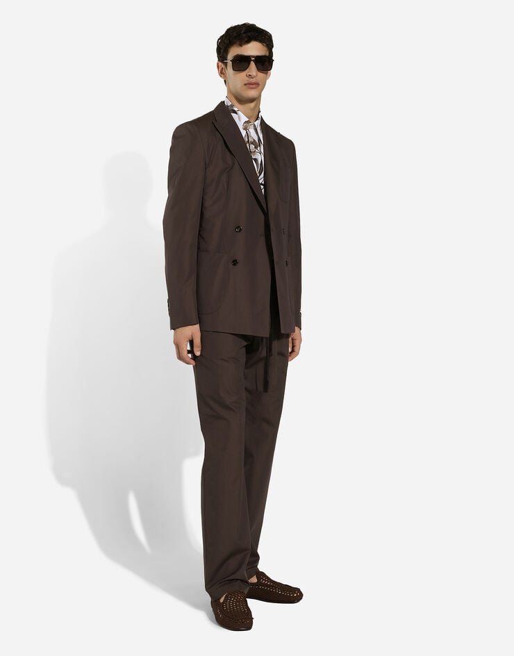 Dolce & Gabbana Двубортный пиджак Portofino из поплина коричневый G2NZ2TFU5SW