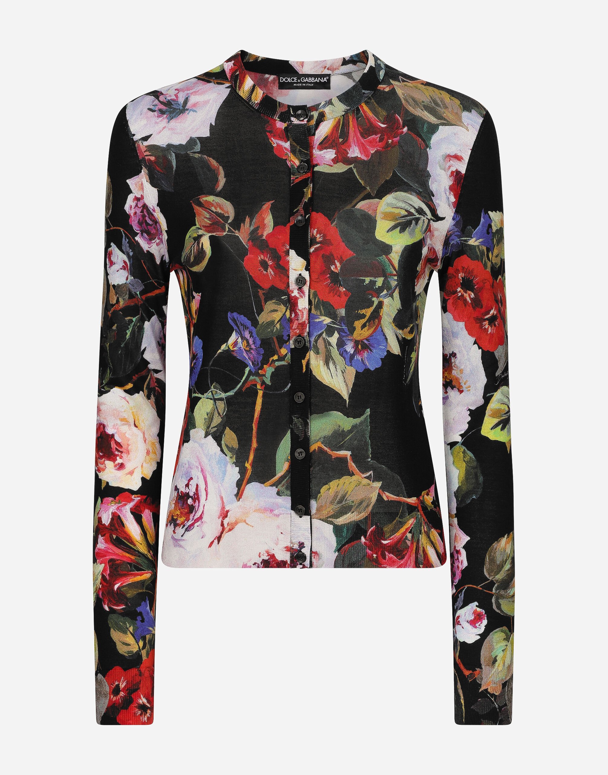 Dolce & Gabbana Silk cardigan with rose garden print Print FXV07TJAHKG