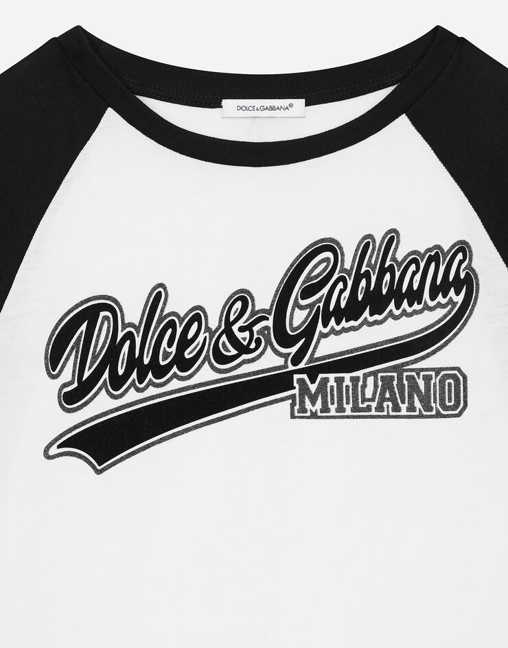 Dolce & Gabbana Jersey T-shirt with Dolce&Gabbana logo Multicolor L4JTHWG7NMY