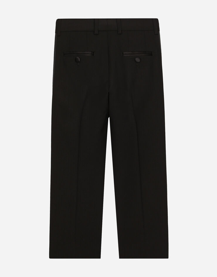 Dolce & Gabbana Pantalon classique en laine mélangée et duchesse Noir L44P64FUBE7