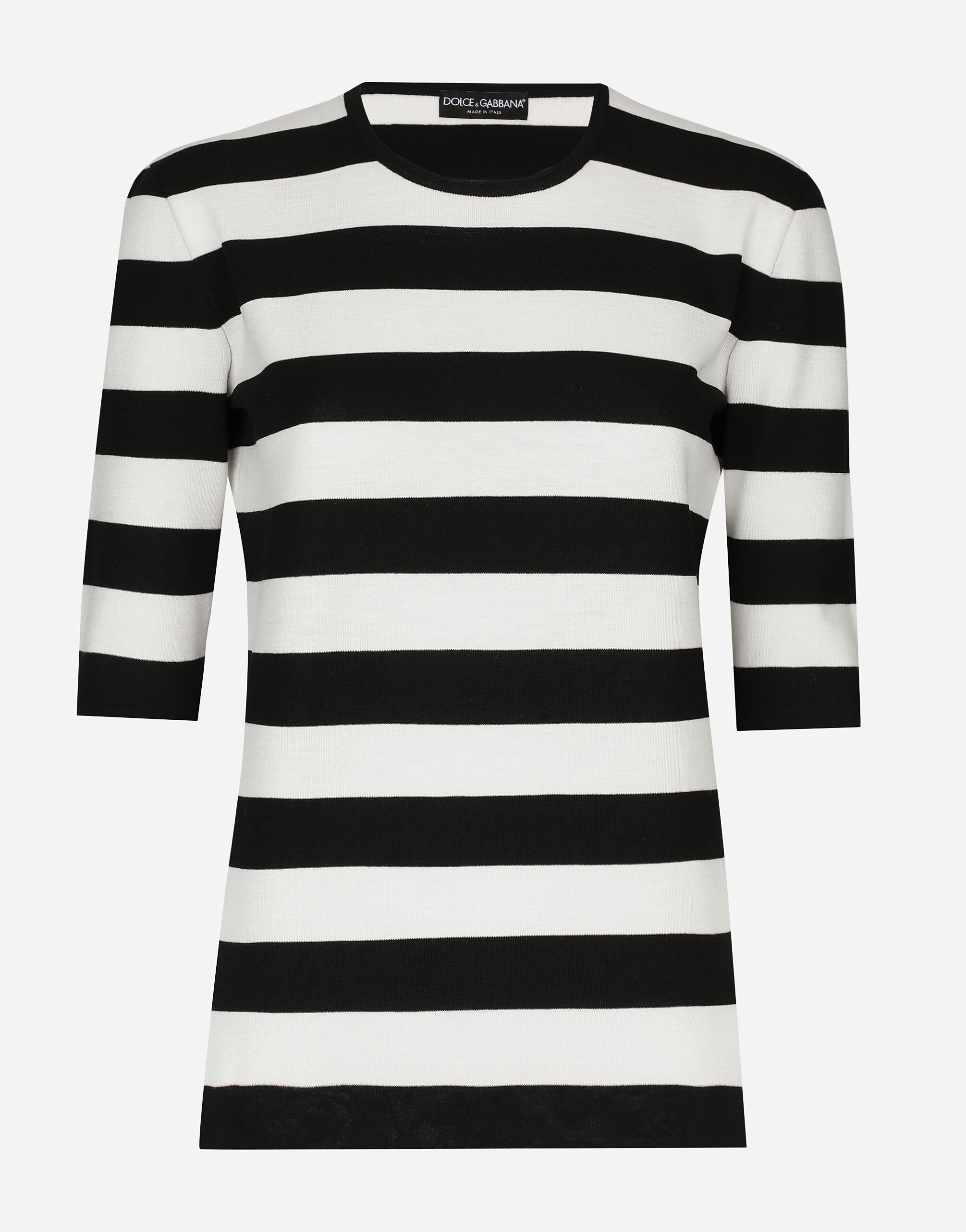 Dolce&Gabbana Wool sweater in inlaid stripes Black FTC17TFUBGB