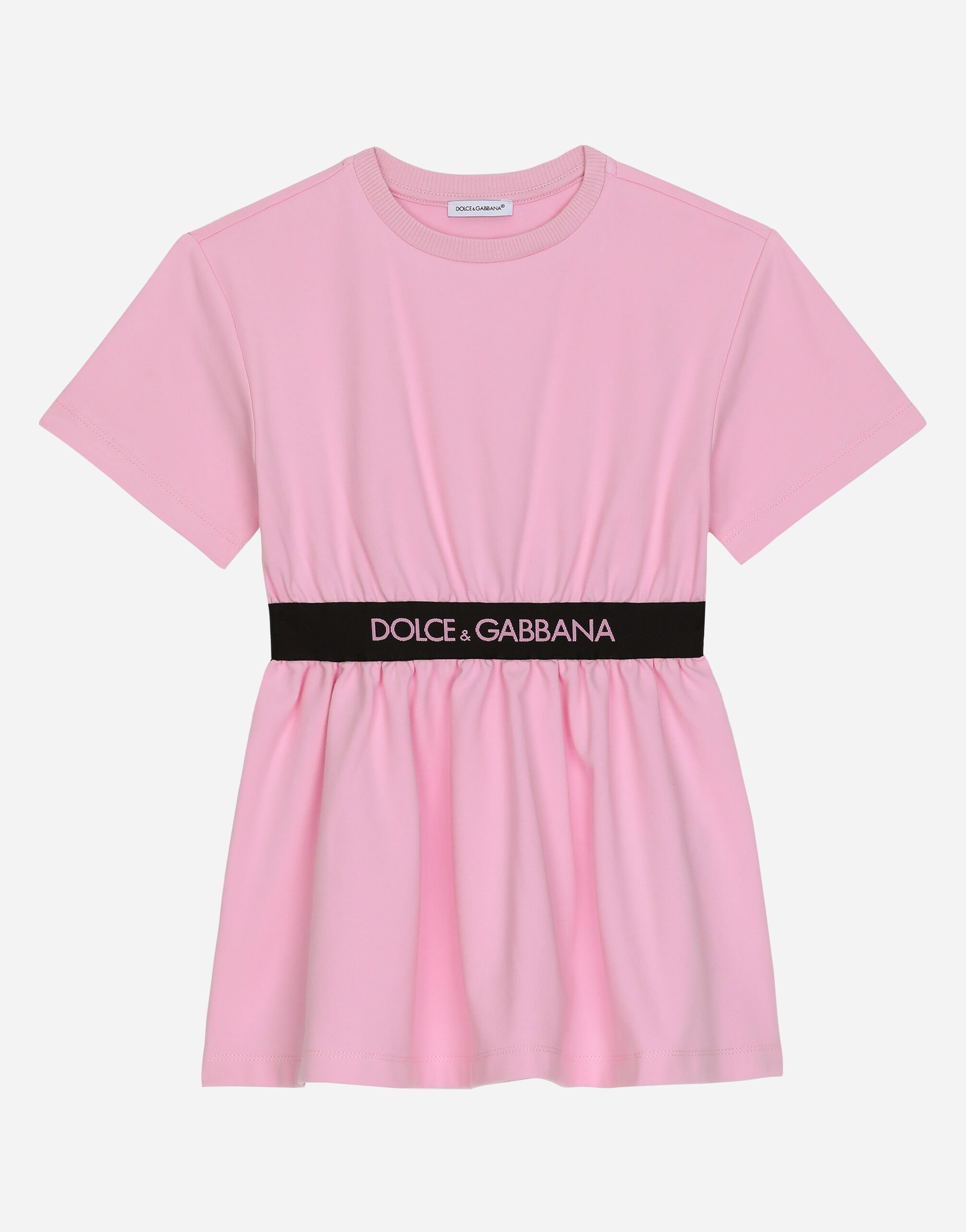 Dolce & Gabbana Kleid aus Interlock mit Logo-Gummiband Drucken L53DG7G7E9W