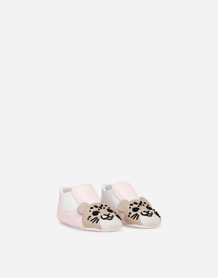 Dolce & Gabbana Low-Top-Sneakers aus Lammleder mit kleinem Leoparden Rosa DK0070AL289