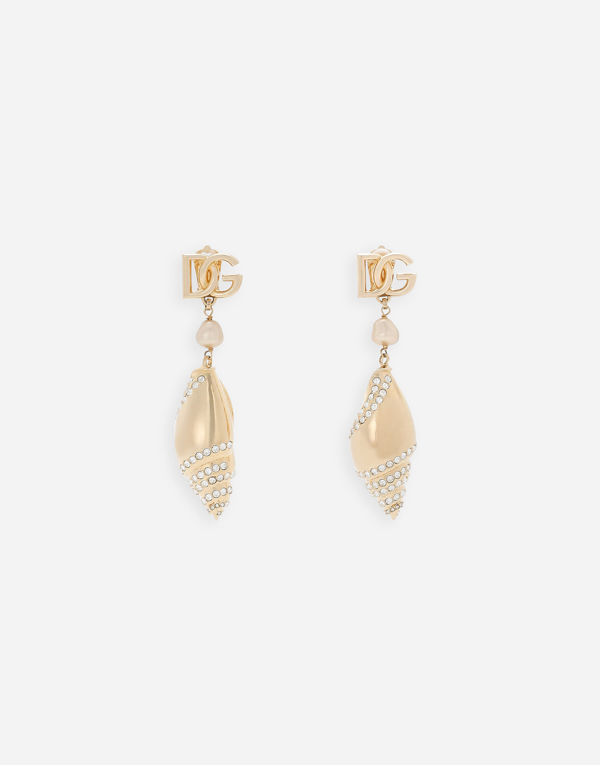 ${brand} Earrings with rhinestone-detailed shell and DG logo ${colorDescription} ${masterID}