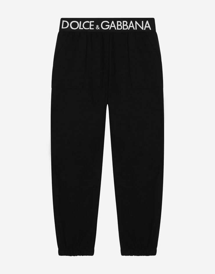 Dolce&Gabbana Pantalon de jogging en jersey avec élastique à logo sur la taille Noir L5JPC3G7KN8