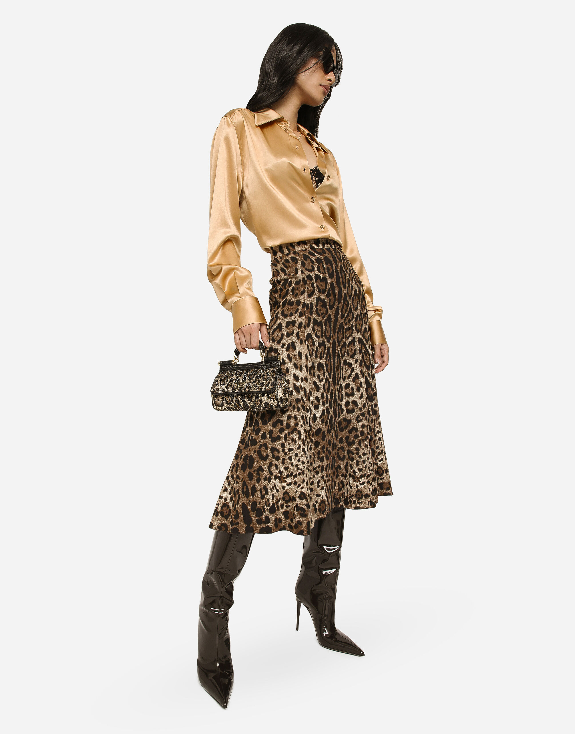 Leopard-print cady circle skirt in Animal Print for 