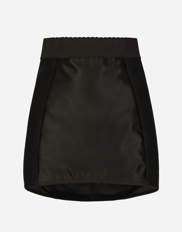 Dolce & Gabbana Marquisette and lace miniskirt with corset details Black F4AMWTG9752