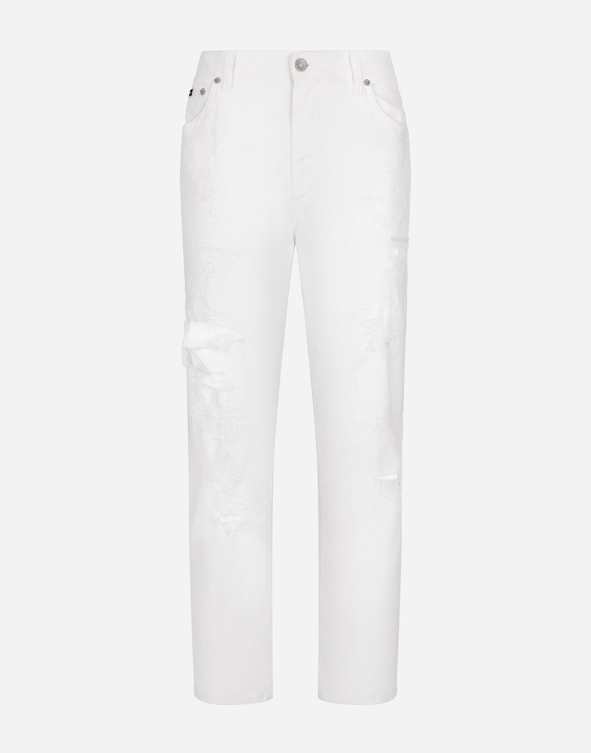 Dolce & Gabbana Cotton denim jeans with rips Multicolor F9R95DG8KZ4