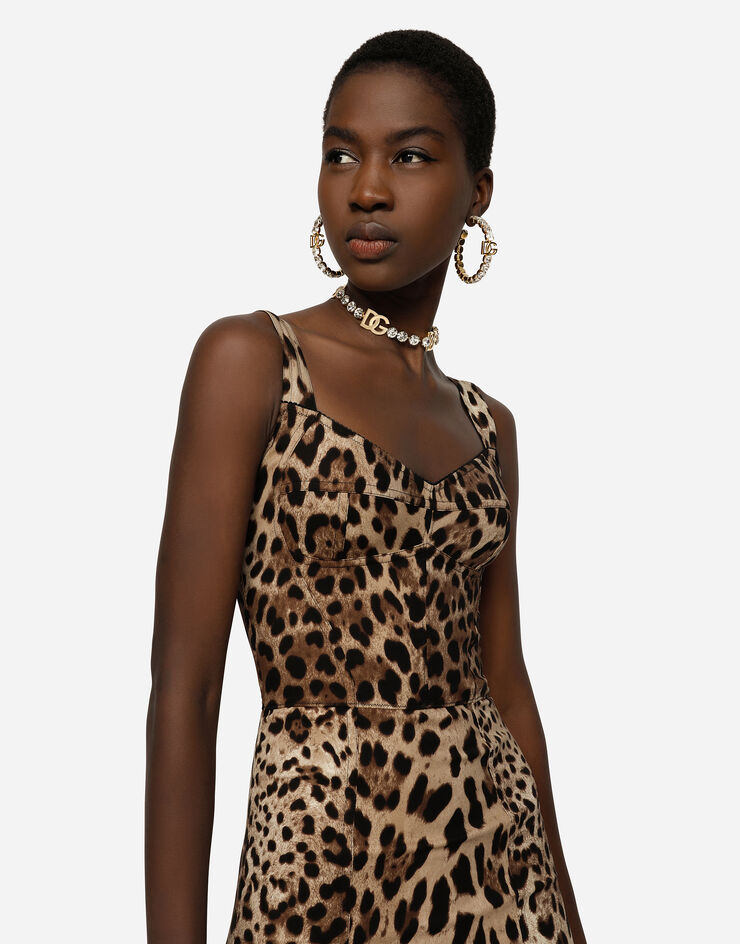 Dolce & Gabbana Girl Mini-Me Leopard Print Velvet Runway Dress