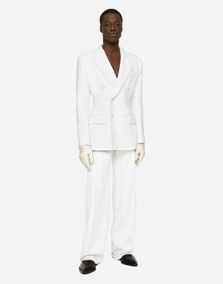 Double-breasted stretch wool crepe Dolce&Gabbana® White in for US Dolce-fit | jacket