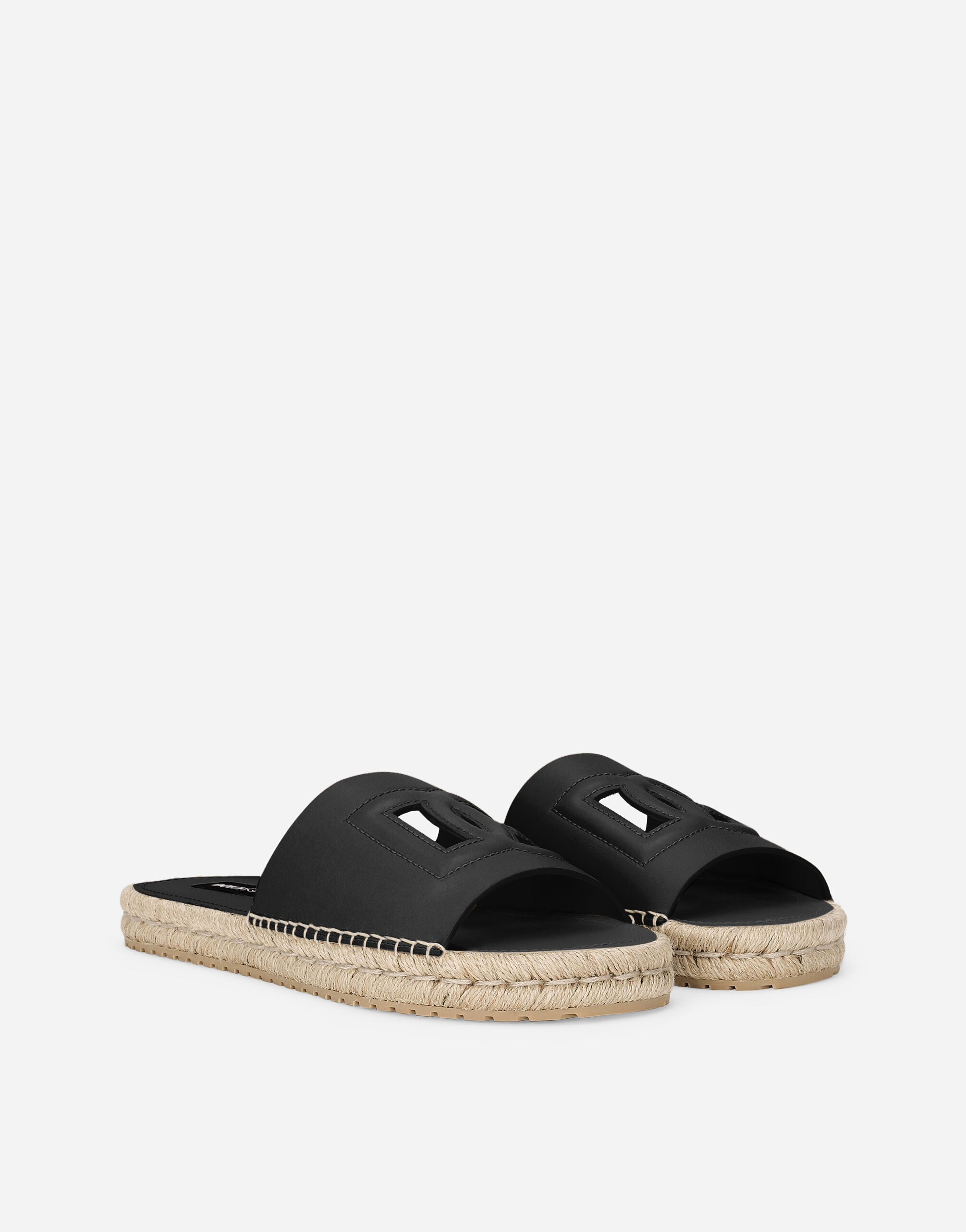 ブラックのメンズ Calfskin espadrille sliders | Dolce&Gabbana®