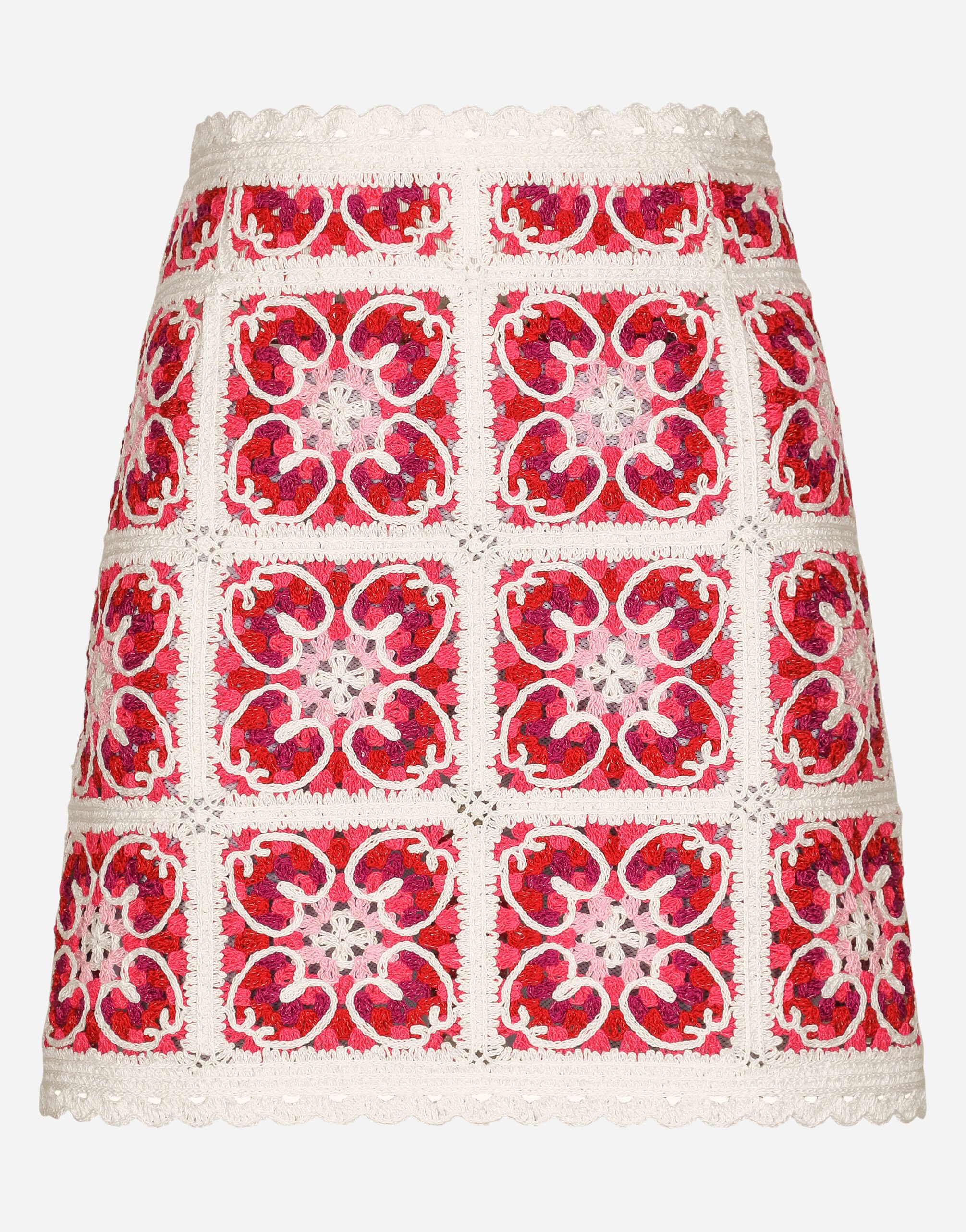 ${brand} Brick-stitched crochet skirt with Majolica print ${colorDescription} ${masterID}