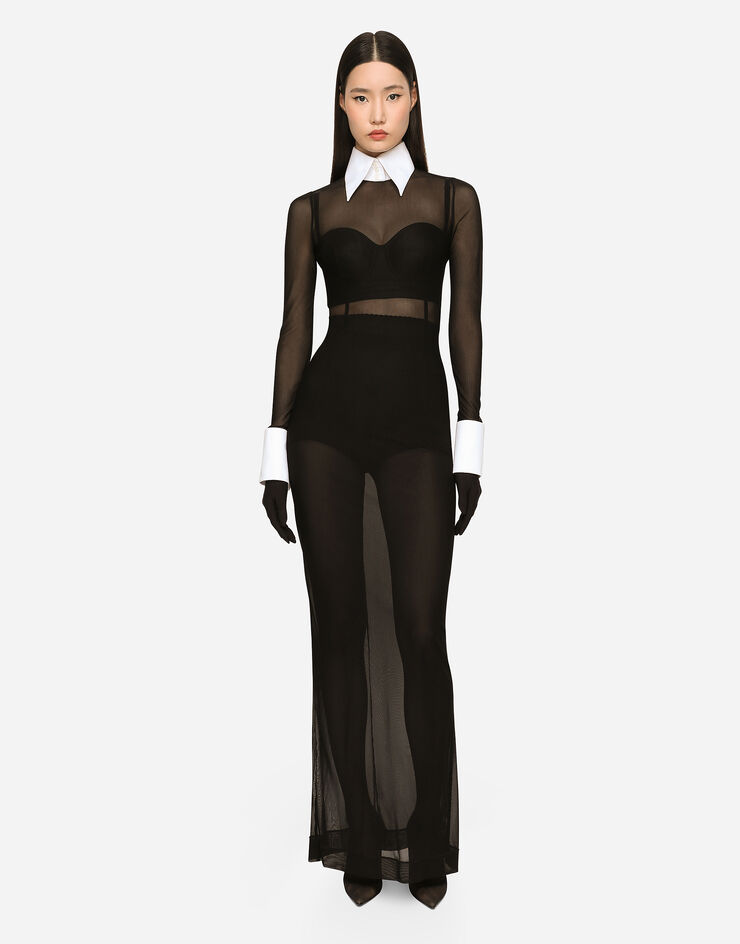 Dolce&Gabbana Women Black Corset Top 100% Viscose Transparent Slim Bustier  IT 40
