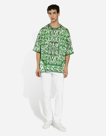 Dolce & Gabbana T-shirt en coton à imprimé majoliques Imprimé G8PN9TII7C1
