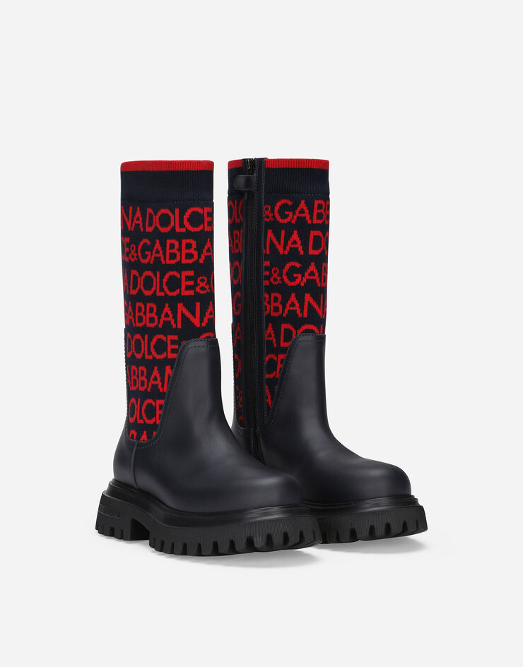 Dolce & Gabbana Knit boots with Dolce&Gabbana logo Multicolor D11255AQ590