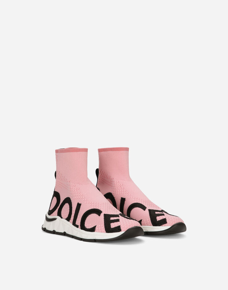 Dolce&Gabbana Sneakers Sorrento 2.0 montantes en fine maille stretch Rose DA5179AK338
