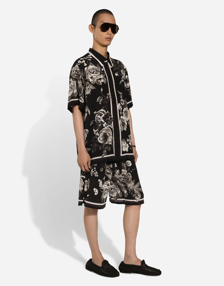 Dolce & Gabbana Camicia hawaii in seta stampa fiori Stampa G5LG9THI1TW