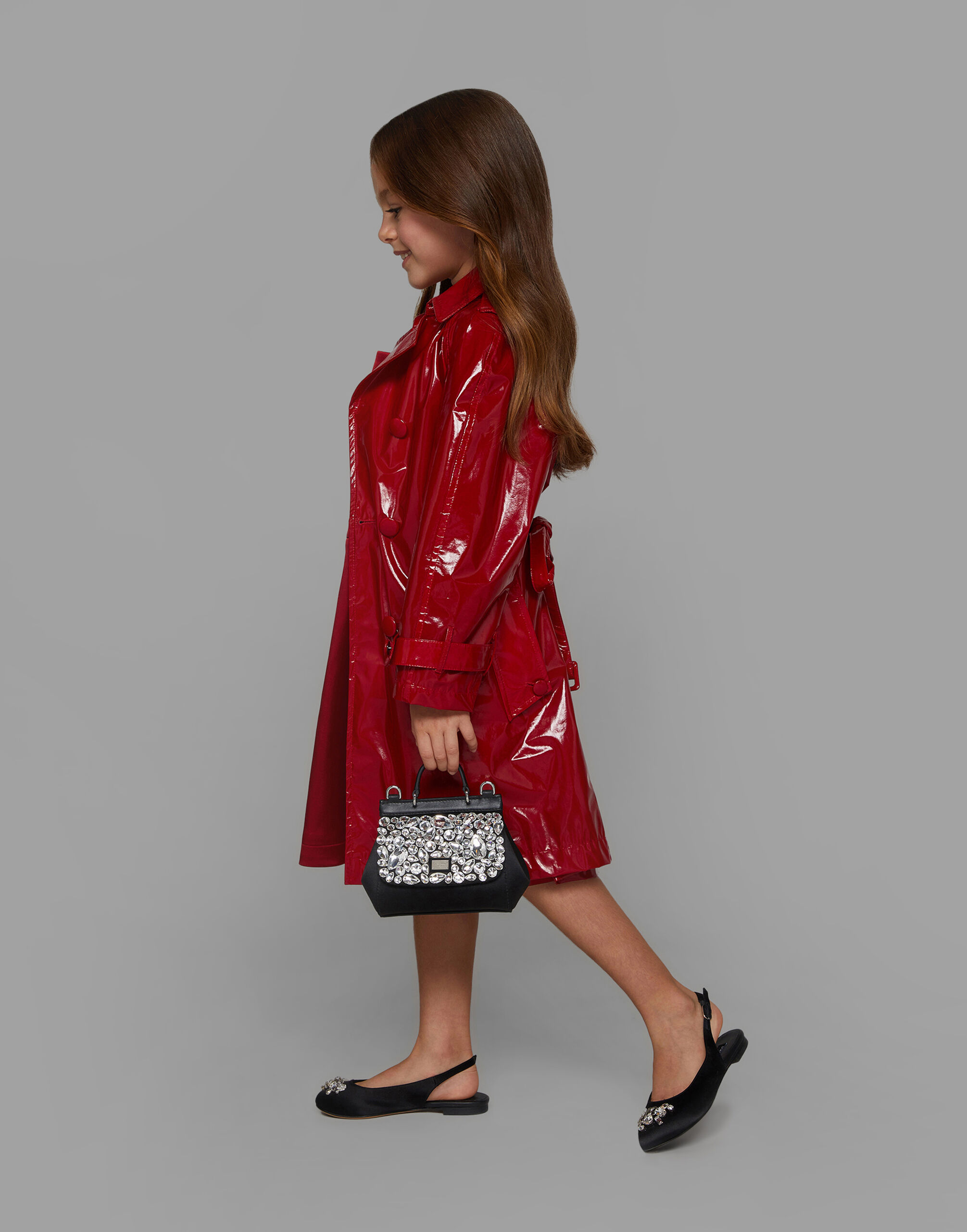 レッドのガールズ Coated fabric trench coat | Dolce&Gabbana®