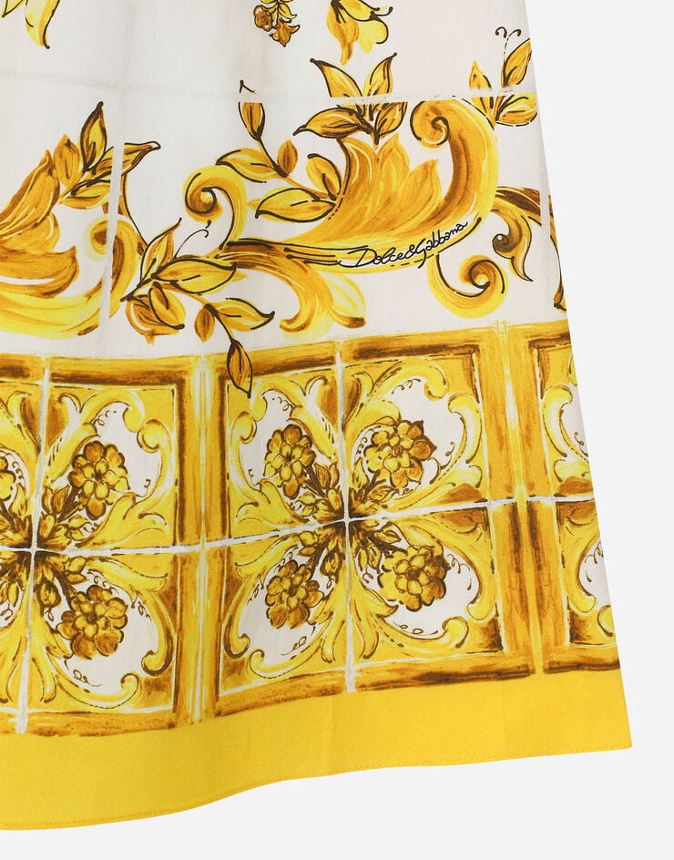 Dolce & Gabbana Abito in popeline con stampa maiolica gialla Stampa L53DW2FI5JW