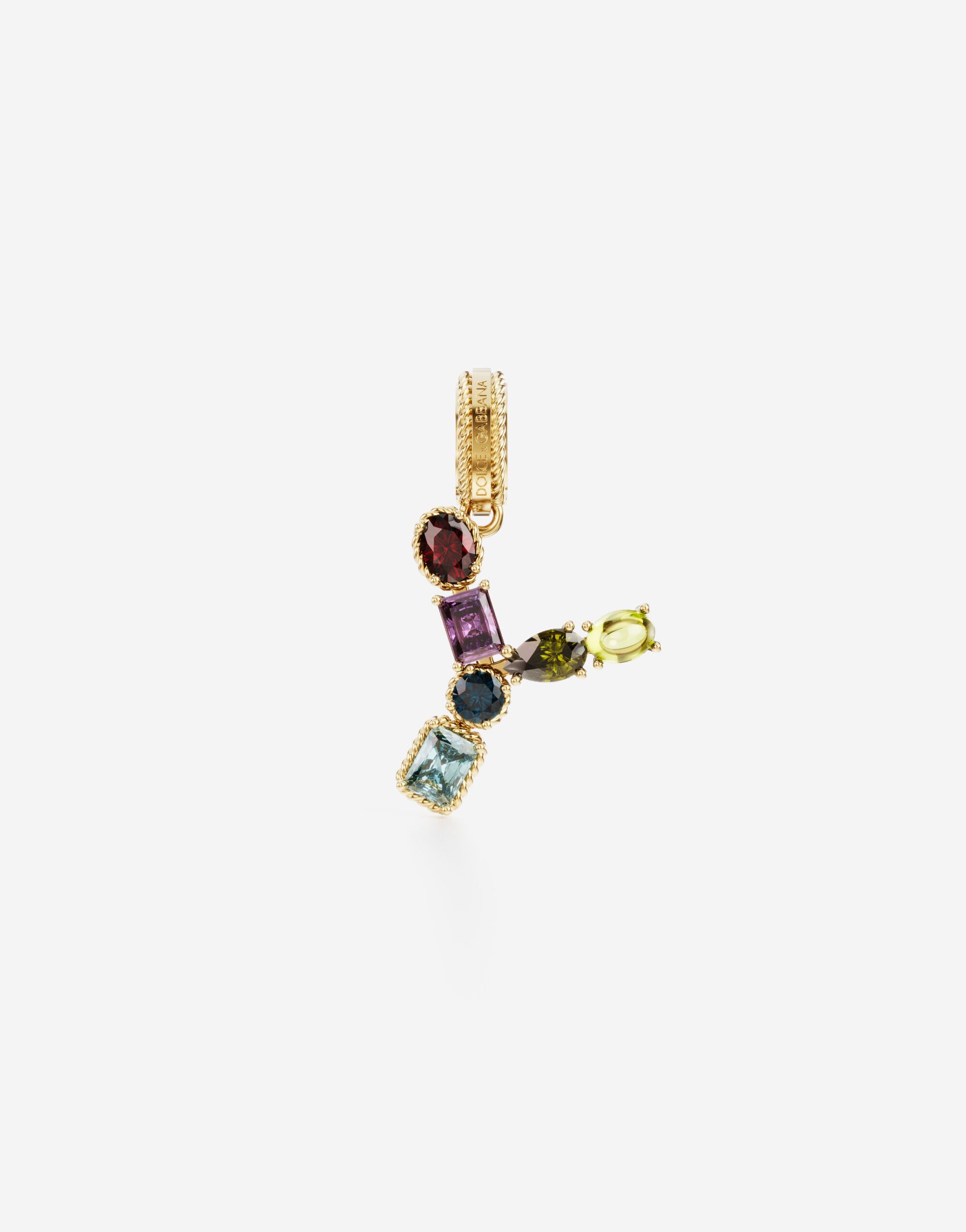 Dolce & Gabbana Rainbow alphabet Y 18 kt yellow gold charm with multicolor fine gems Gold WANR2GWMIXB