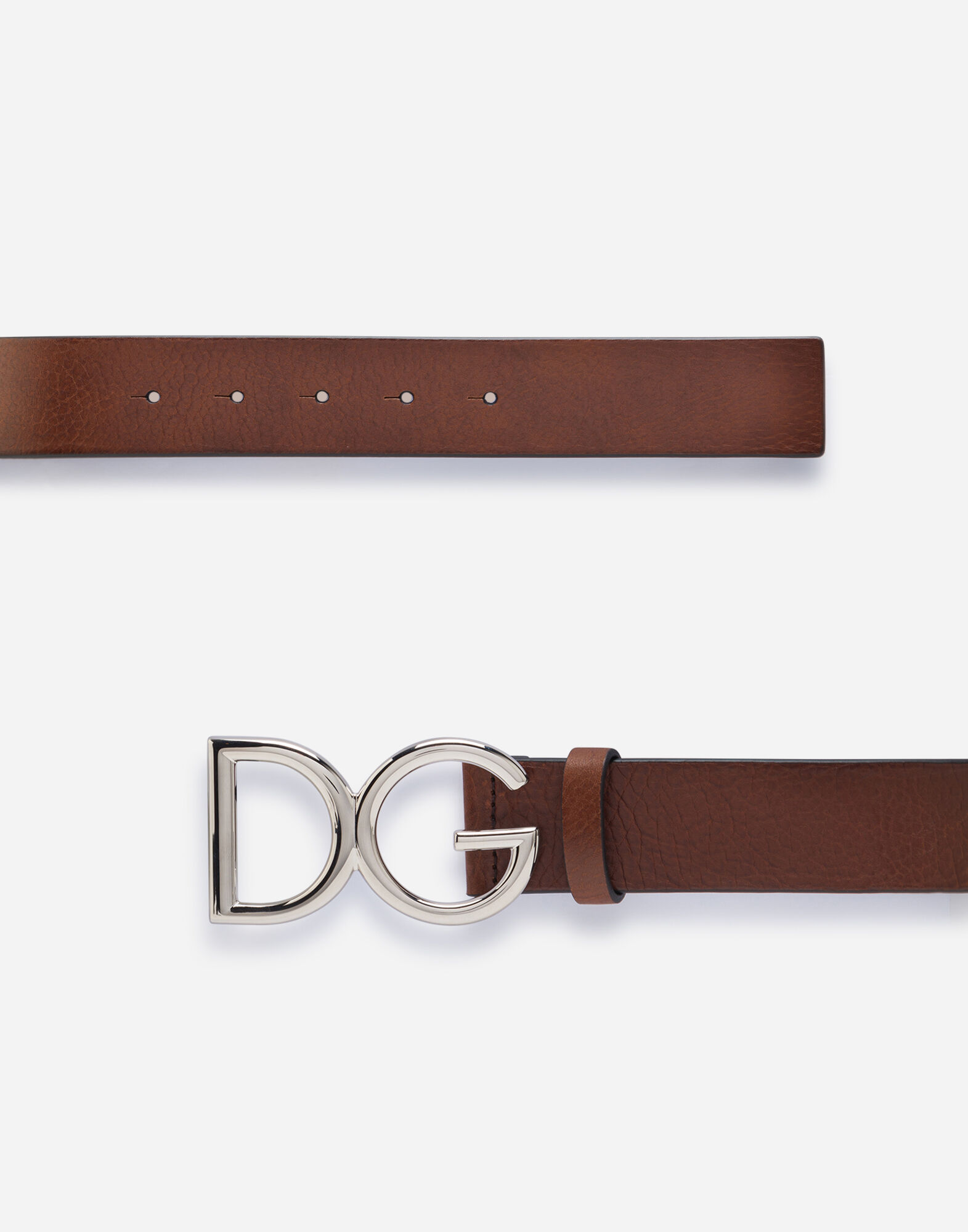 Tumbled leather belt with DG logo