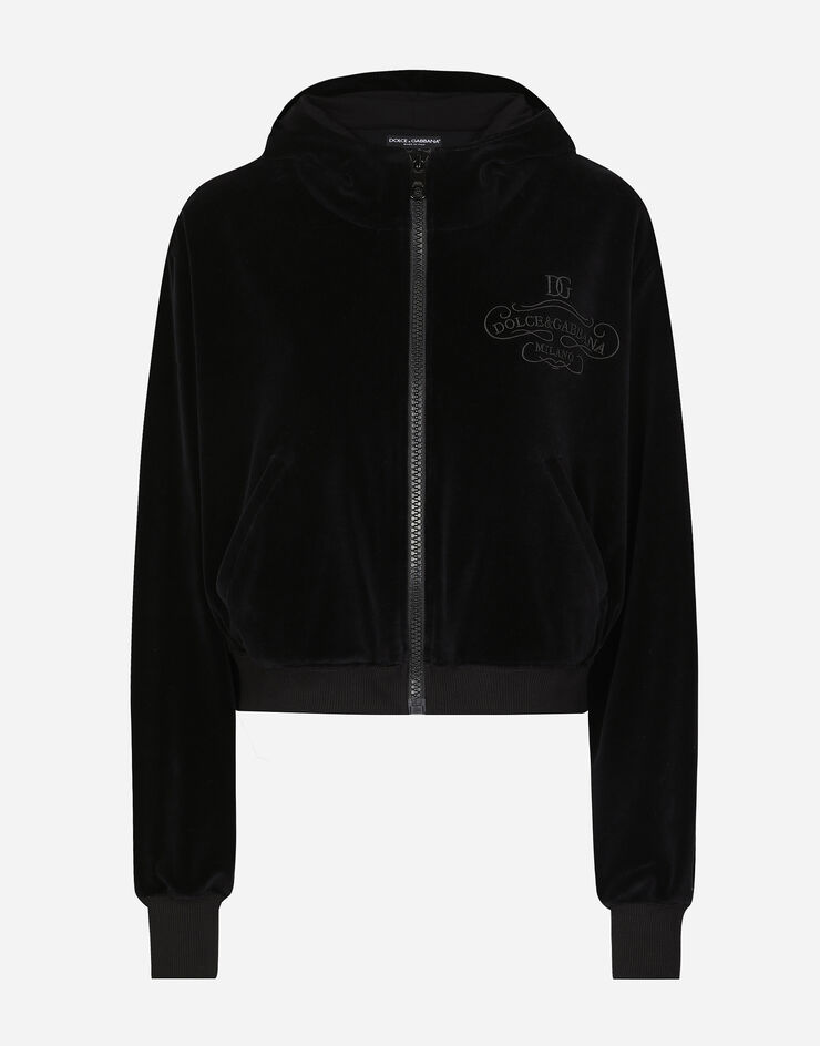 Dolce & Gabbana Sudadera con capucha en felpa de algodón Negro F9S15ZGDCNX