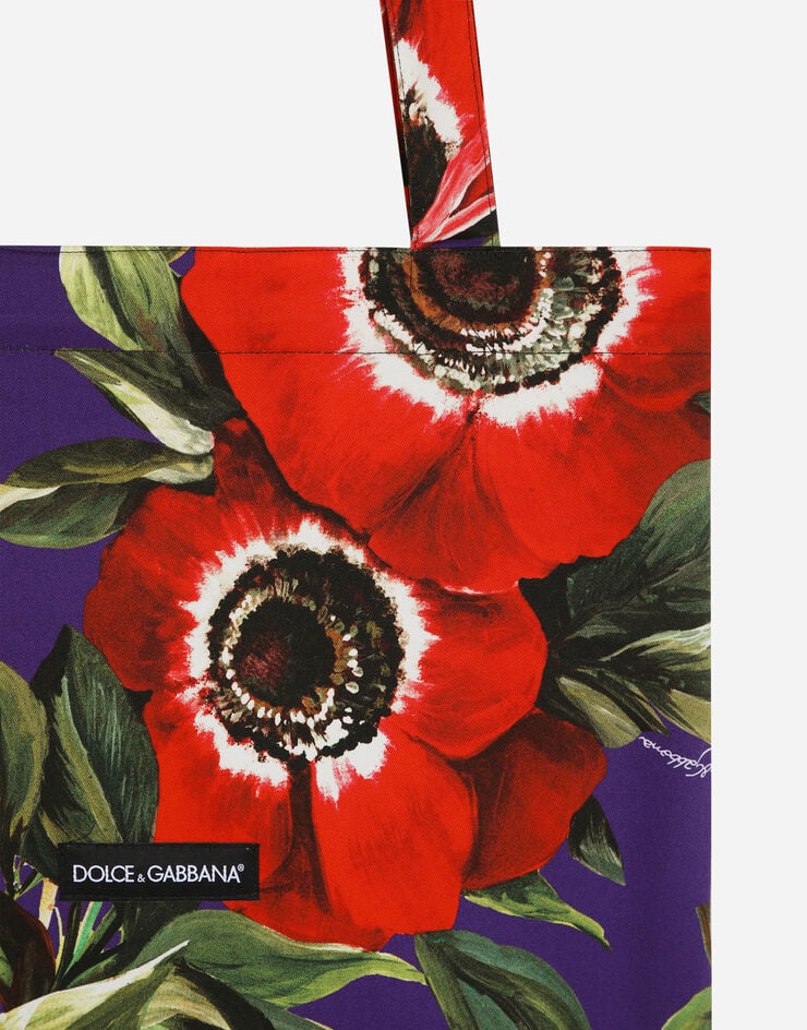 Dolce & Gabbana حقيبة تسوق من قماش كانفاس بطبعة زهرة شقائق النعمان مطبعة GZ031AGI897