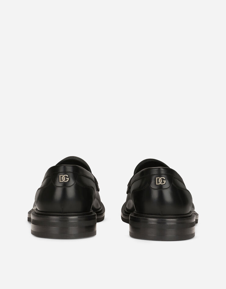 Dolce & Gabbana Mocassins en cuir de veau brossé Noir A30267A1203