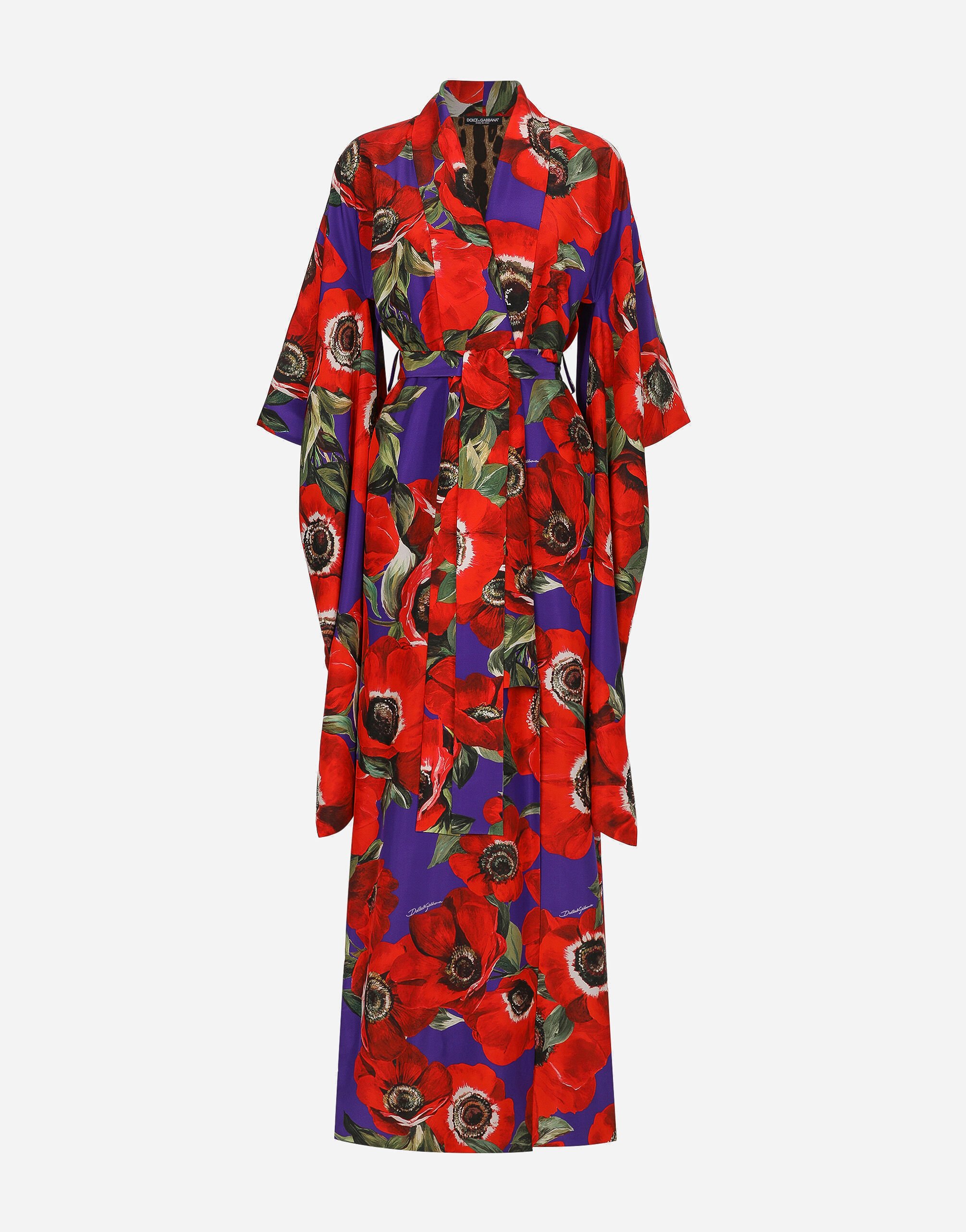 ${brand} Silk kimono robe with anemone print ${colorDescription} ${masterID}