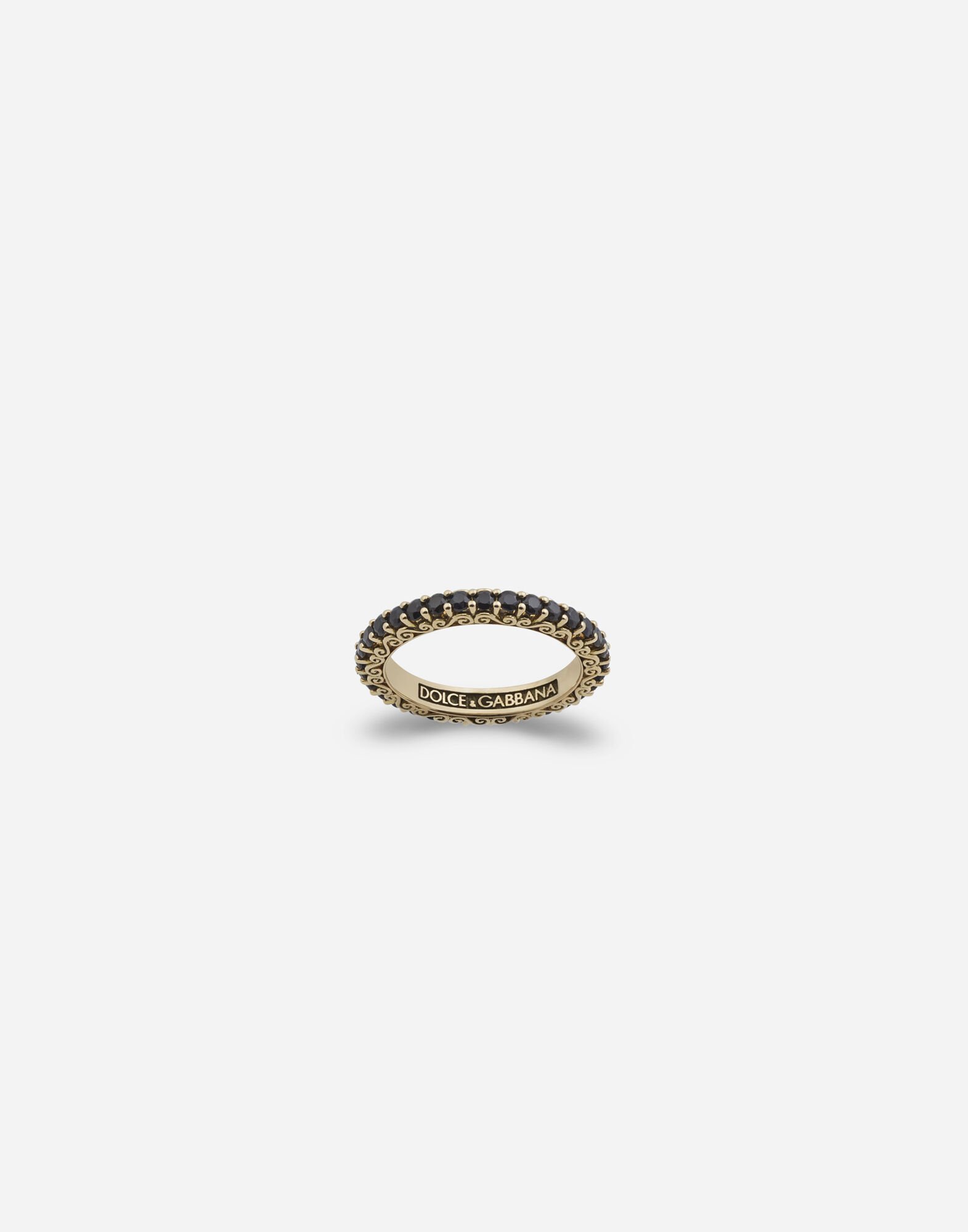 ${brand} Yellow gold Family ring with black sapphires ${colorDescription} ${masterID}