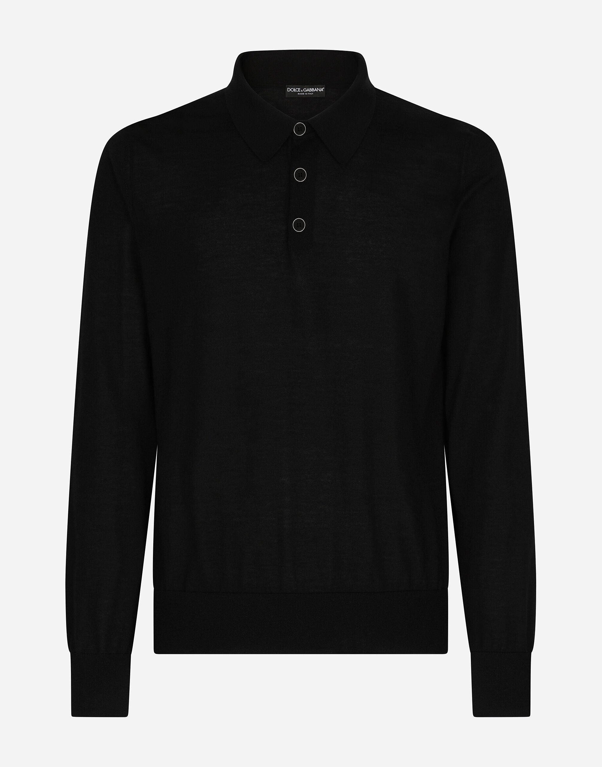 Dolce & Gabbana Extra-fine cashmere polo-shirt Grey GXP80TJFMK7