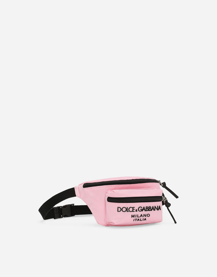 Dolce & Gabbana Nylon belt bag with Dolce&Gabbana logo Pink EM0103AB124