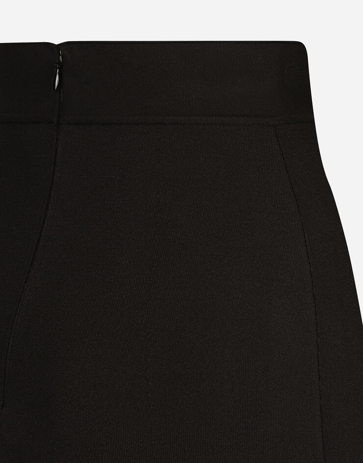 Dolce & Gabbana Jupe courte en maille de viscose stretch à logo DG Noir FXO11TJFMGV