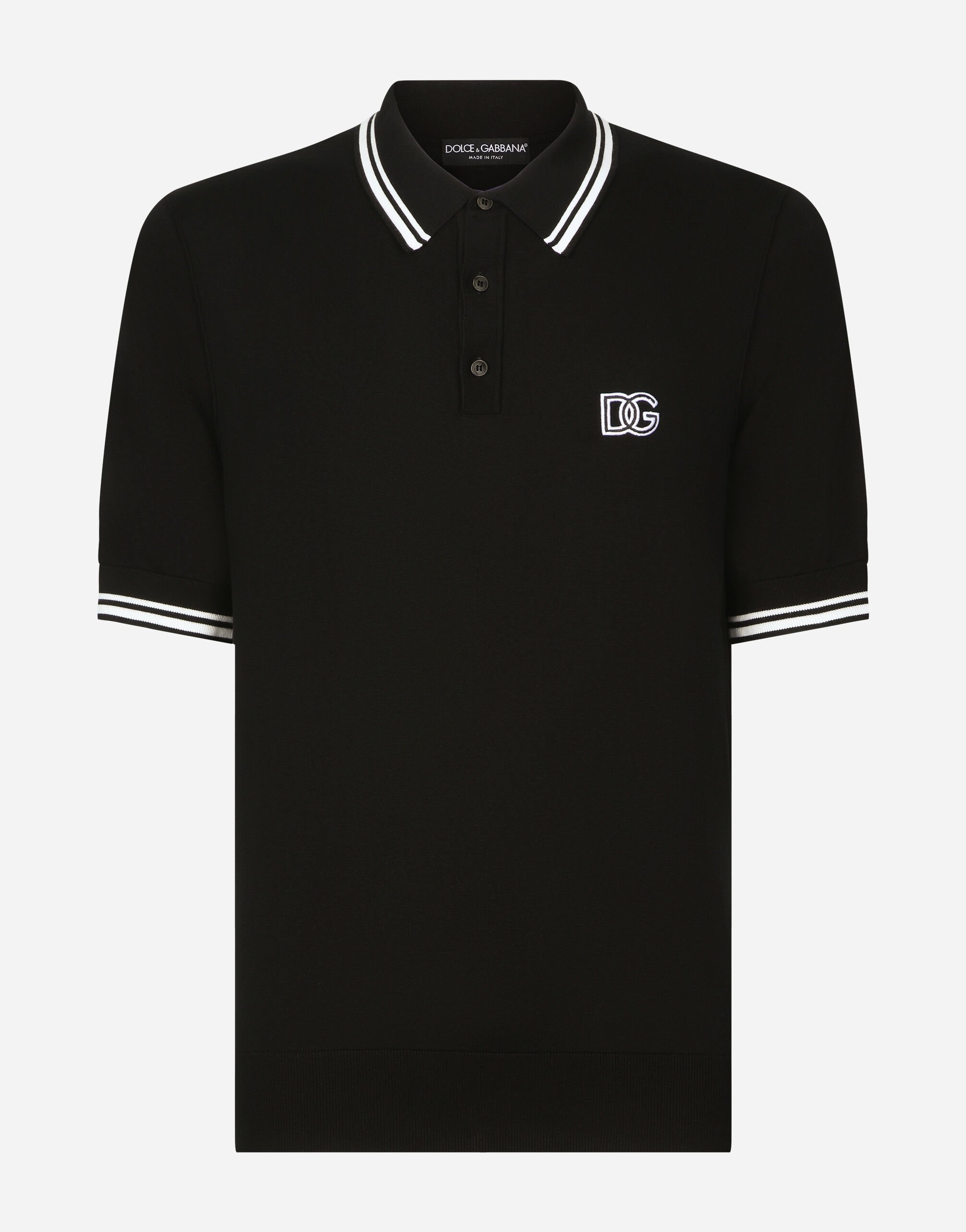 ブラックのメンズ Short-sleeved polo-shirt with DG logo embroidery ...