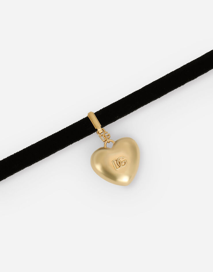 Dolce & Gabbana Velvet ribbon necklace with DG logo heart Multicolor WNQ8S2W1111