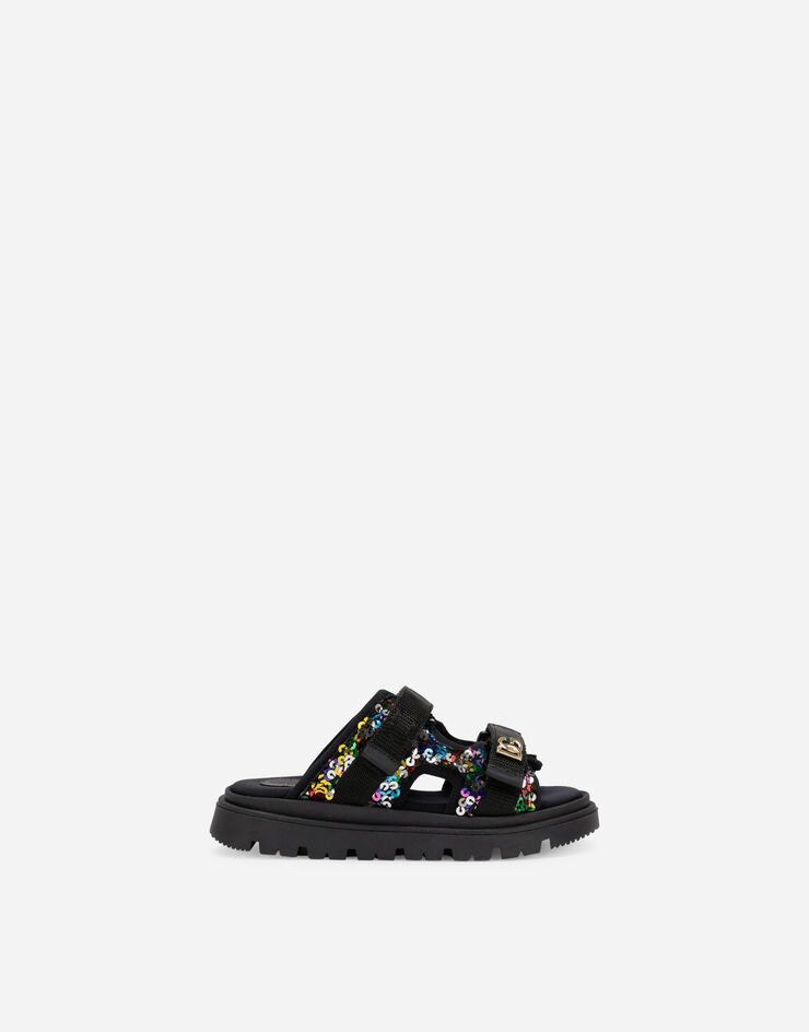 Dolce & Gabbana Sequined multi-colored sandals with metal DG logo 多色 D11097AY438