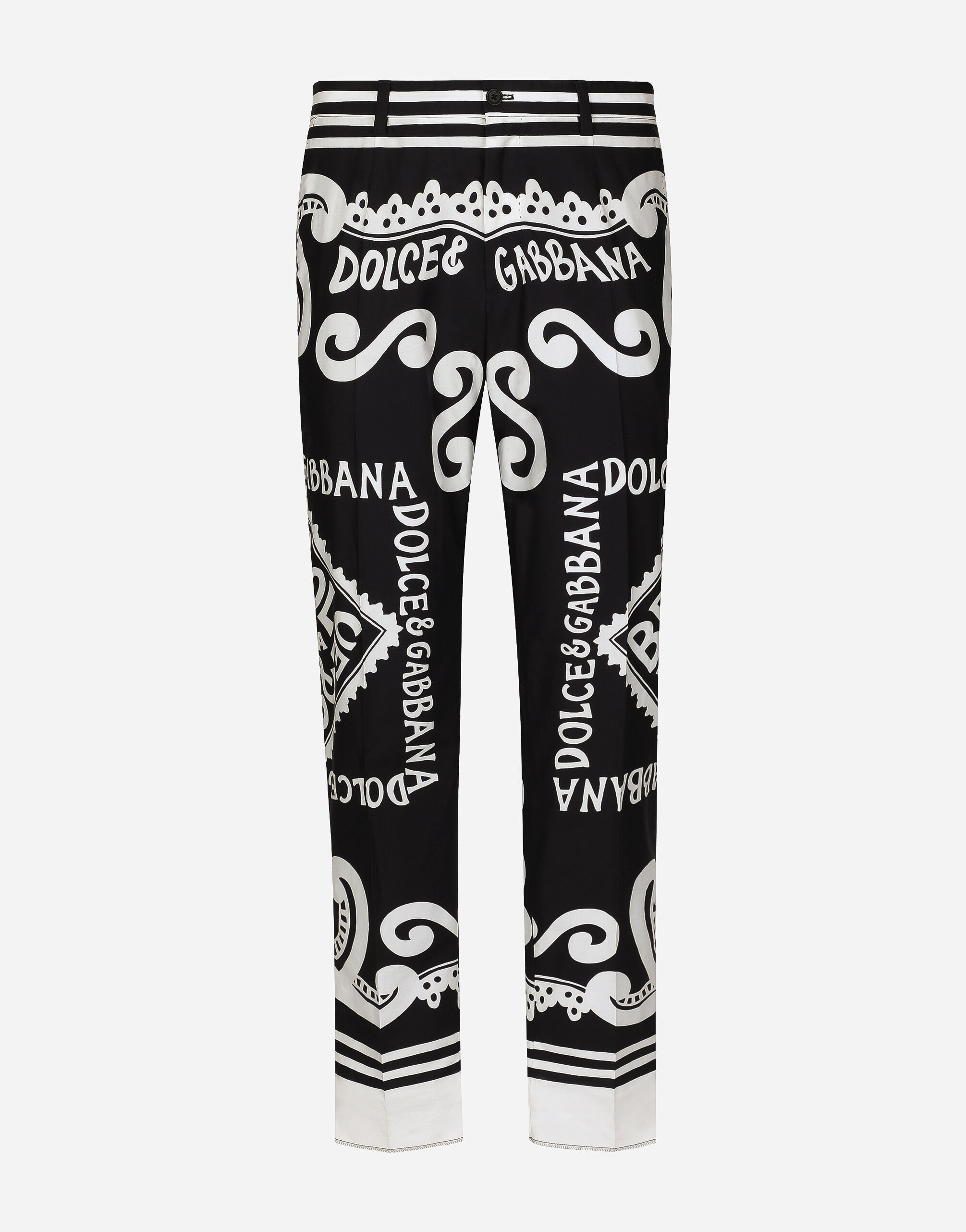 Dolce & Gabbana Cotton poplin pants with Marina print White G5IF1THI1QC