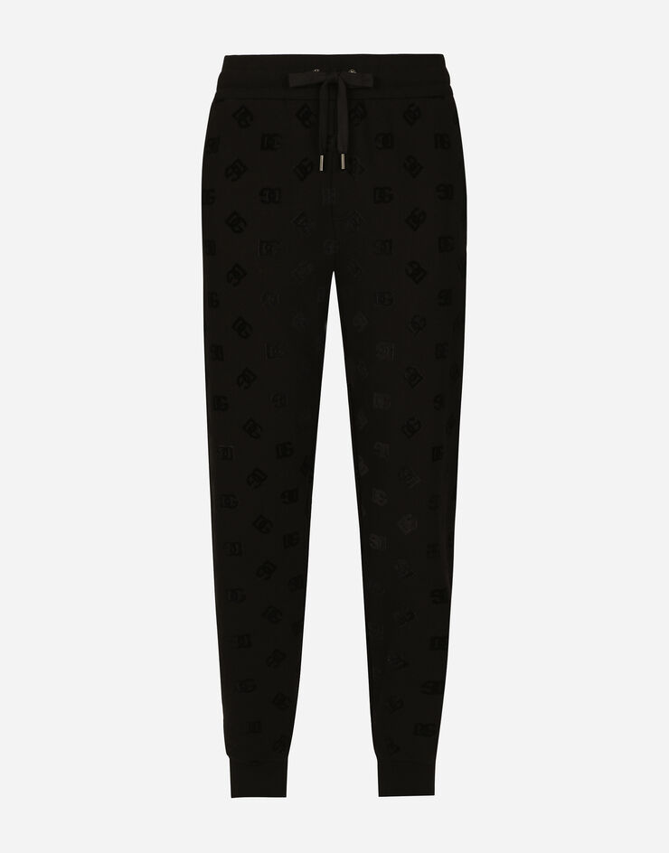 Dolce & Gabbana Jersey jogging pants with all-over DG logo print Black GV2VHTG7NWD