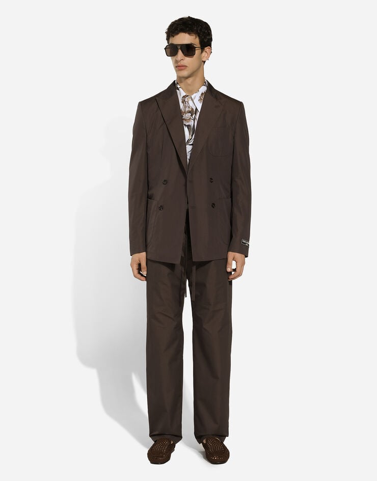 Dolce & Gabbana Двубортный пиджак Portofino из поплина коричневый G2NZ2TFU5SW
