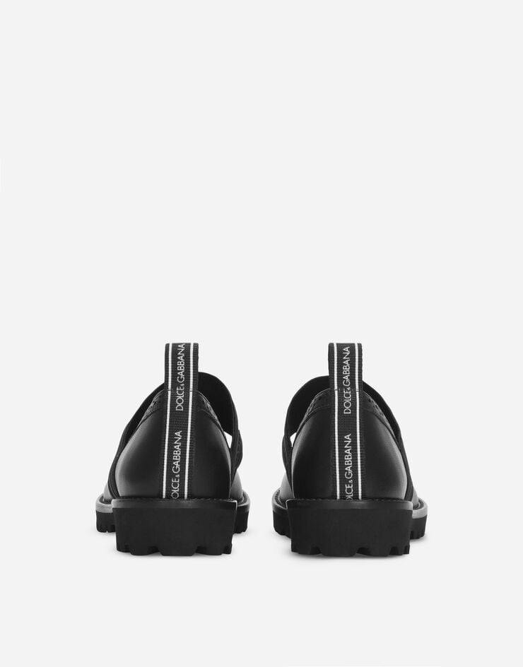 Dolce & Gabbana Merceditas con logotipo en cinta elástica Negro/Blanco D10960AW087