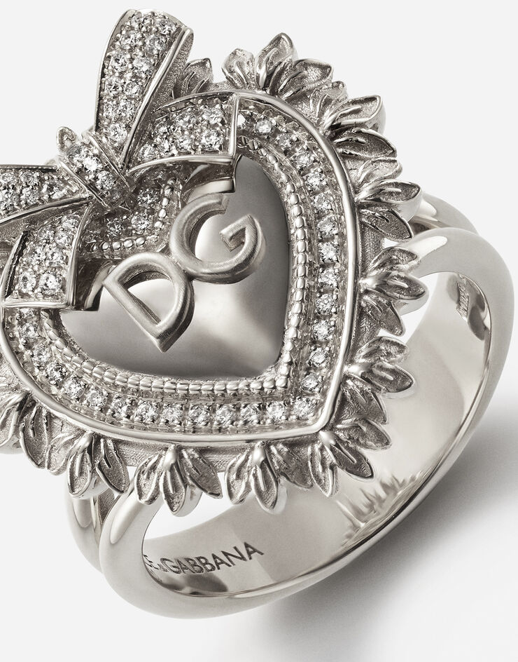 Dolce & Gabbana Devotion ring in white gold with diamonds БЕЛОЕ ЗОЛОТО WRLD1GWDWWH